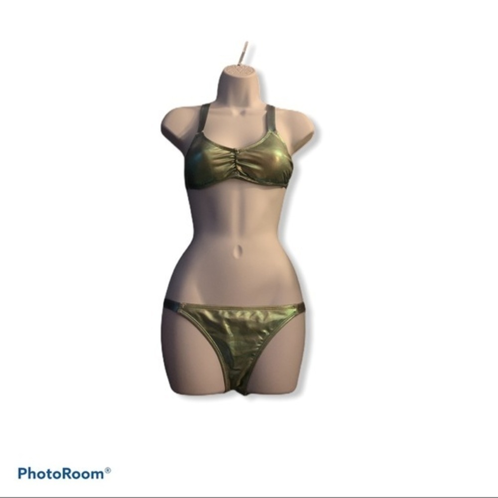 Xhilaration green metallic swim bottoms si…